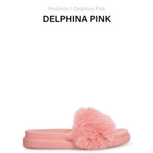 DELPHINA Pink Faux Fur Slides
